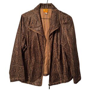 Ruby Rd. Womens Snake Print Zip-Up Jacket Size 18W 100% Polyester Jacket